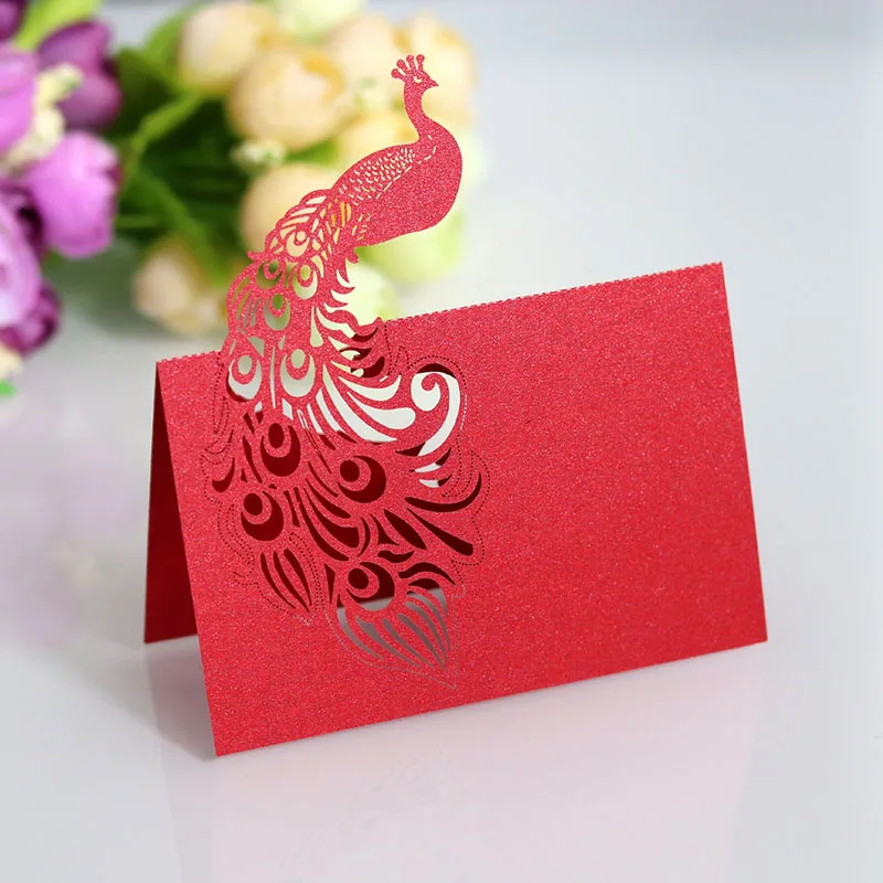 10 шт./компл. карта павлина модель Полые карты лазерная резка почтовая для