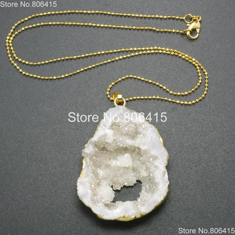 Натуральные Смешанные Druzy Quartz Aga te Geode камни самородок кулон бусины из лечебных