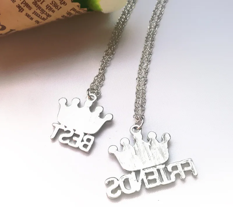 Детское ожерелье Best Friend фиолетовая корона 2 подвески подружки BFF дружба ювелирные