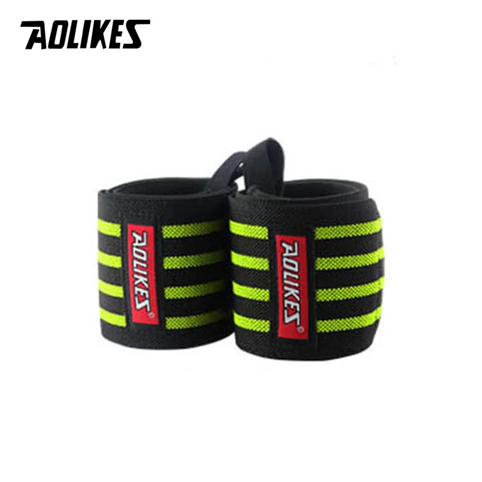 Black with Green AOLIKES 2 шт./лот Powerlifting тренажерный Спортивный Браслет фитнес гантели штанги Crossfit повязки для рук Тяжелая атлетика Наручные обёрточная бумага поддержка - Цвет: Black with Green