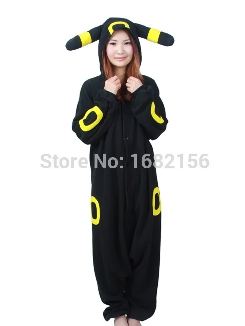 Black Хэллоуин кигуруми аниме фиолетовый Espeon Onesie Косплей Костюм унисекс мультфильм Umbreon пижамы вечерние для взрослых мужчин и женщин - Цвет: Black