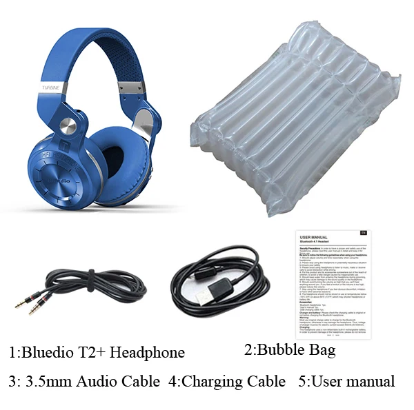 Blue Bubble Package Bluedio T2+ модные складные bluetooth-наушники bluetooth BT 5,0 с поддержкой fm-радио и sd-карт, функции музыки и телефонных звонков - Цвет: Blue Bubble Package