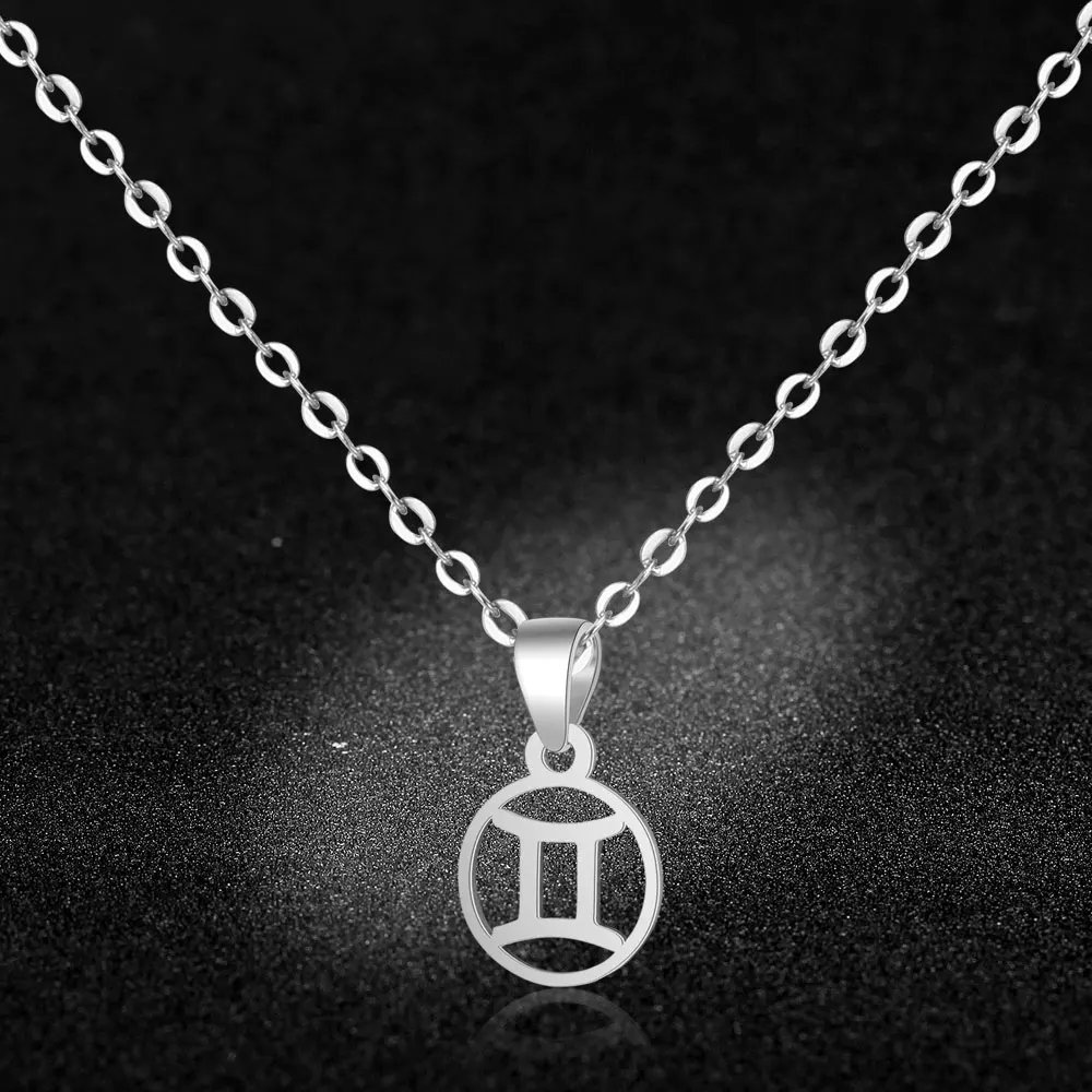Женское серебряное ожерелье с 12 созвездиями кулоном Gemini taureus Cancer Leo Virgo длинное