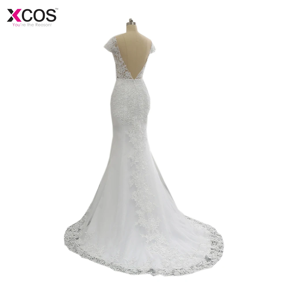 2018 новые иллюзии Vestido De Noiva белые кружева русалка с открытой спиной свадебное