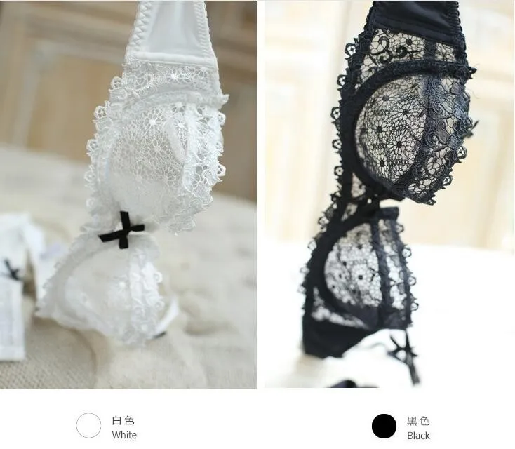 Sexy Women Underwear Set 1/2 cup Lace Bra Briefs set ladies lingerie lenceria Plus Size Ultra-thin Plunge | Женская одежда