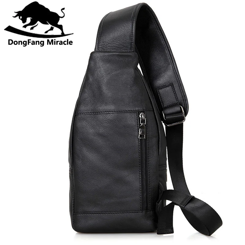 DongFang Miracle 100% натуральная коровья кожа нагрудные сумки для мужчин Кроссбоди слинг