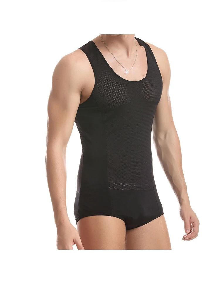 Мужской костюм большого размера белый черный ажурный Тедди ультратонкая сетка