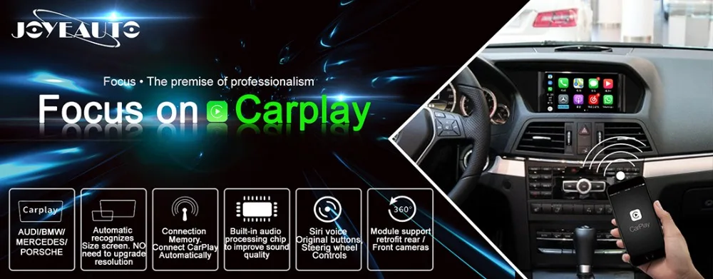 Joyeauto беспроводная Apple Carplay для Mercedes E Class C207 2011- NTG4.5/NTG4.7 Модифицированная Поддержка камеры заднего вида