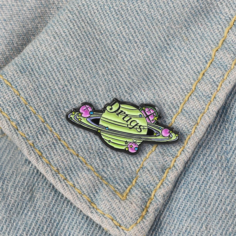 

Green Planet Enamel Pin Marvelous Universe Drugs Brooch Denim Backpack Lapel Badge Fashion Jewelry Gifts for Friends Kids