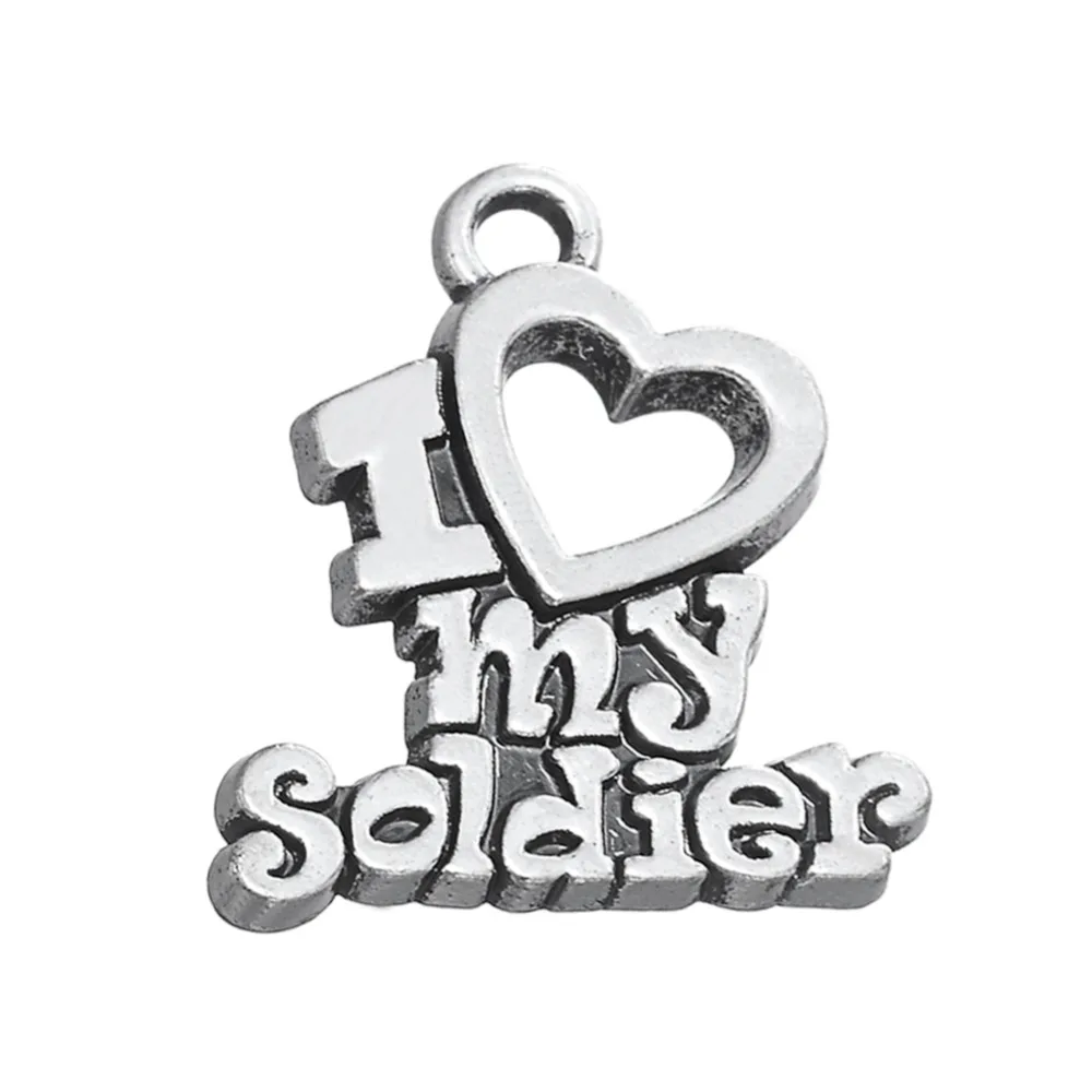Цинковый сплав I Love My Soldier Word Charm|Шармы| |