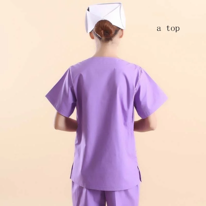 purple top Женская мода скрабы Цвет Блокировка дизайн медицинской формы(вы можете выбрать топ/пару брюк или весь комплект - Цвет: purple top