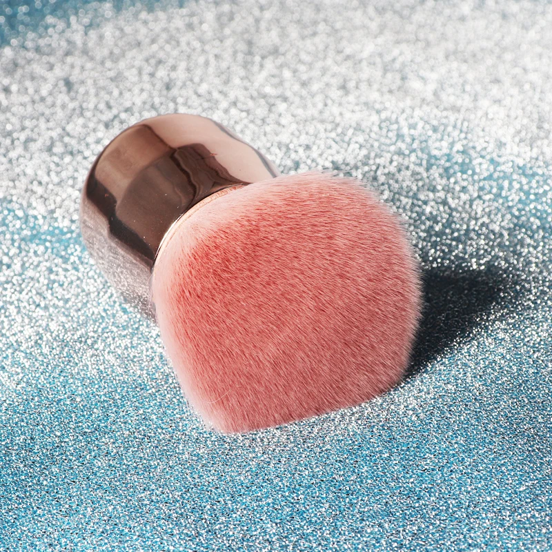 FB-160 Angled Flat Face Body Kabuki Brush Luxury Shinny Make up Brush Soft Big Mushroom Powder Brush Pink images - 6