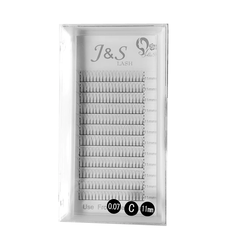J& S 5 лотков/lot Мягкая наращивания ресниц deluxe ресницы 3D 0.07 мм Flase объем ресниц вентиляторы c D Curl со стразами белая коробка