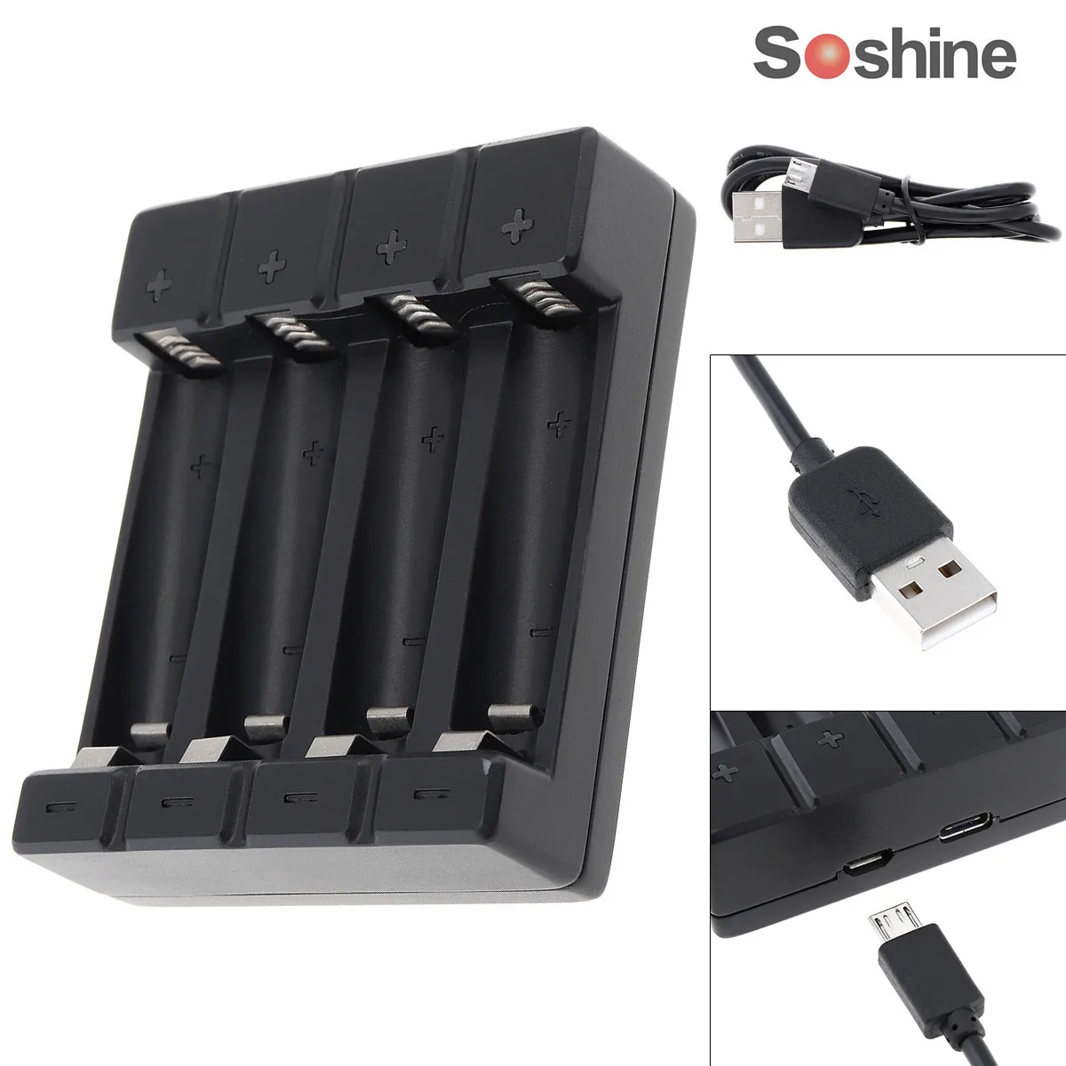 Soshine 1 4 шт Смарт AA AAA NiMH USB зарядное устройство с светодиодный дисплей Поддержка Micro