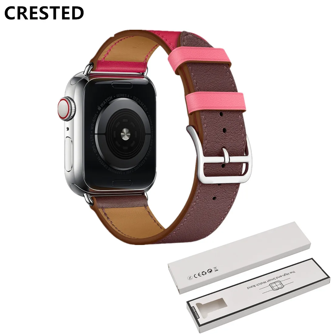 Ремешок хохлатый кожаный для Apple Watch band 5 4 44 мм 40 браслет iwatch series 3/2/1 42 38 | Наручные