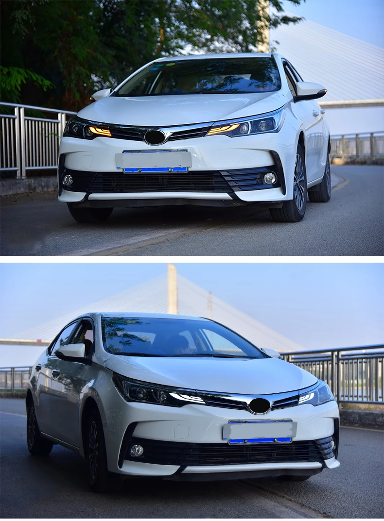 Светодиодные полосы фары для Toyota Corolla Altis фары- DRL HID Bi-Xenon проектор Лен