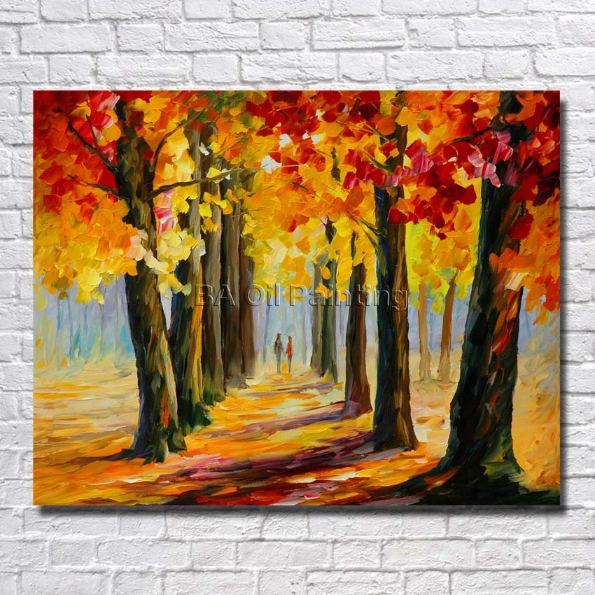 

BA Oil Painting Hand Painted Big Size High Quality Big Tree Road Scenery Oil Painting Home Decor Cheap Painting no Framed Art