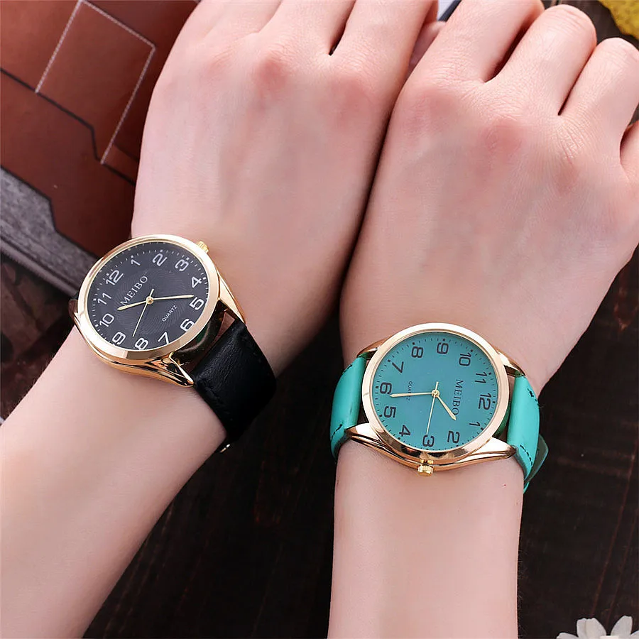 Женские повседневные кварцевые Кожаный ремешок Newv Аналоговый футляр для