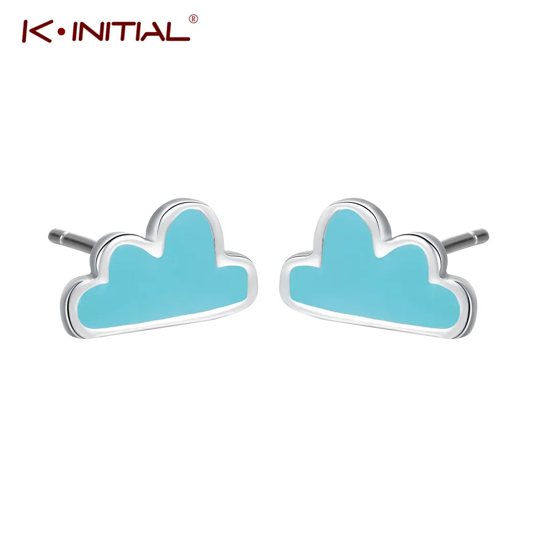 Женские Геометрические серьги Kinitial серьги-пусеты с синими облаками | Украшения и