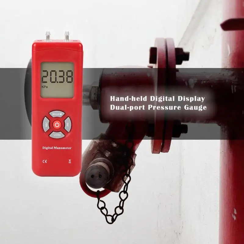 Ручной цифровой манометр с двумя портами измерительные приборы Подсказка на