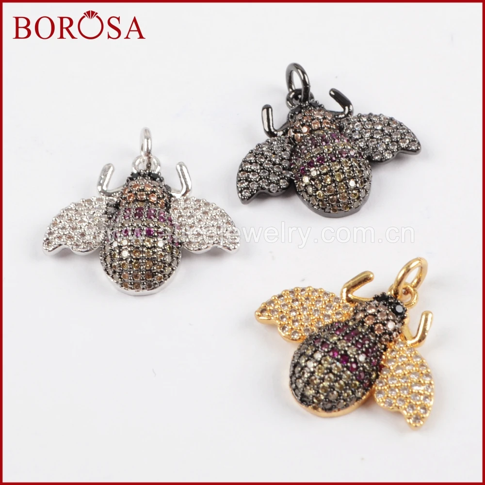 BOROSA высокое качество 5 шт. многоцветные Micro Pave CZ пчелы насекомые кулон животных