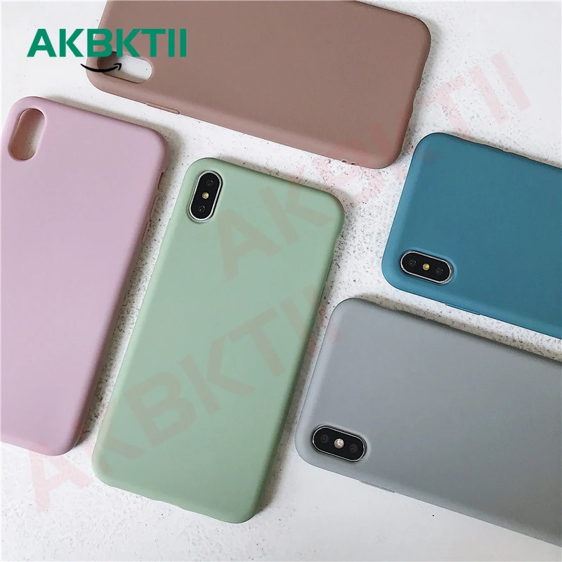 AKBKTII матовый мягкий чехол из ТПУ ярких цветов для iPhone XS Max XR 7 Plus 8 6 6s простая задняя