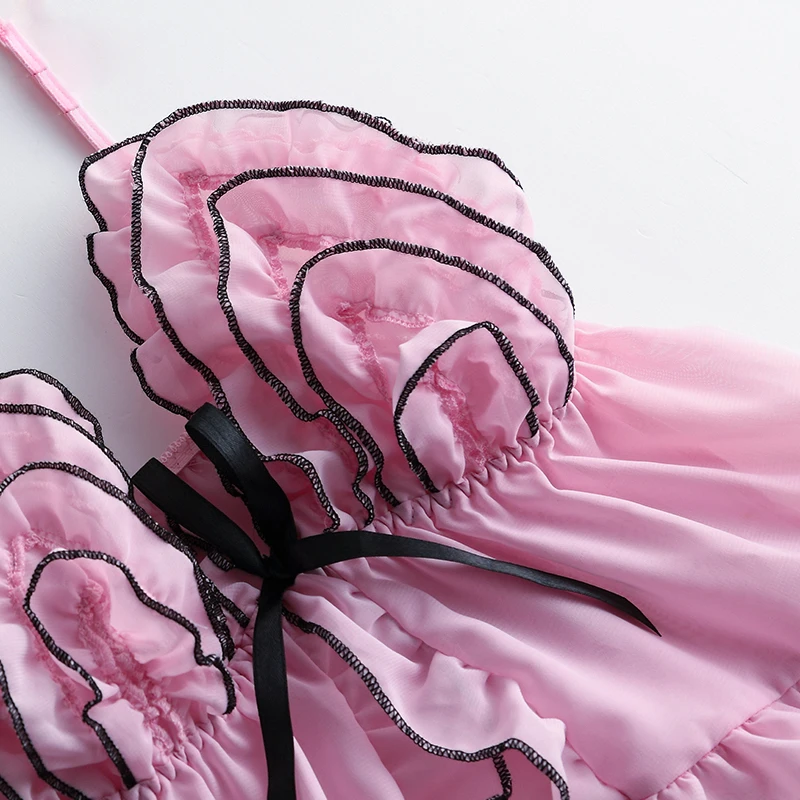 Прозрачное розовое Ночное платье для девочек нижнее белье сексуальное горячее