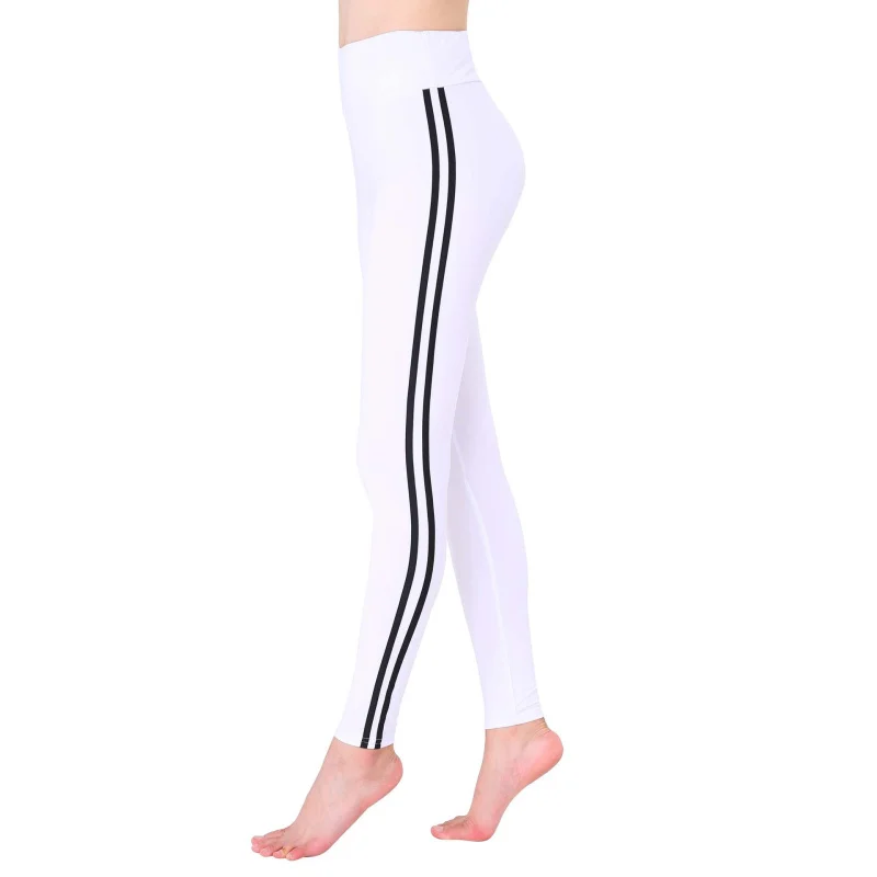 Краткое Фитнес обтягивающие леггинсы Для женщин 2018 спортивная одежда в полоску