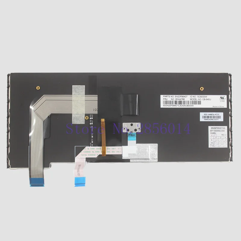 Russian Layout Keyboard for Lenovo Thinkpad S3 YOGA 14 RU Black with Frame and Red Pointing Stick Keyboard - Backlit image 3