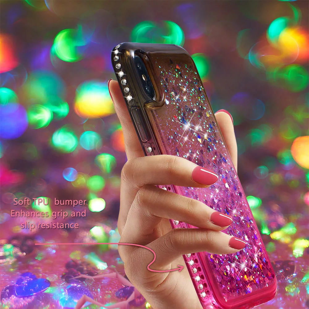 Алмазный блестящий чехол для iPhone 5 5S SE 6 6S 7 8 Plus X XS max XR Coque жидкий зыбучий песок плавающий блестящий чехол