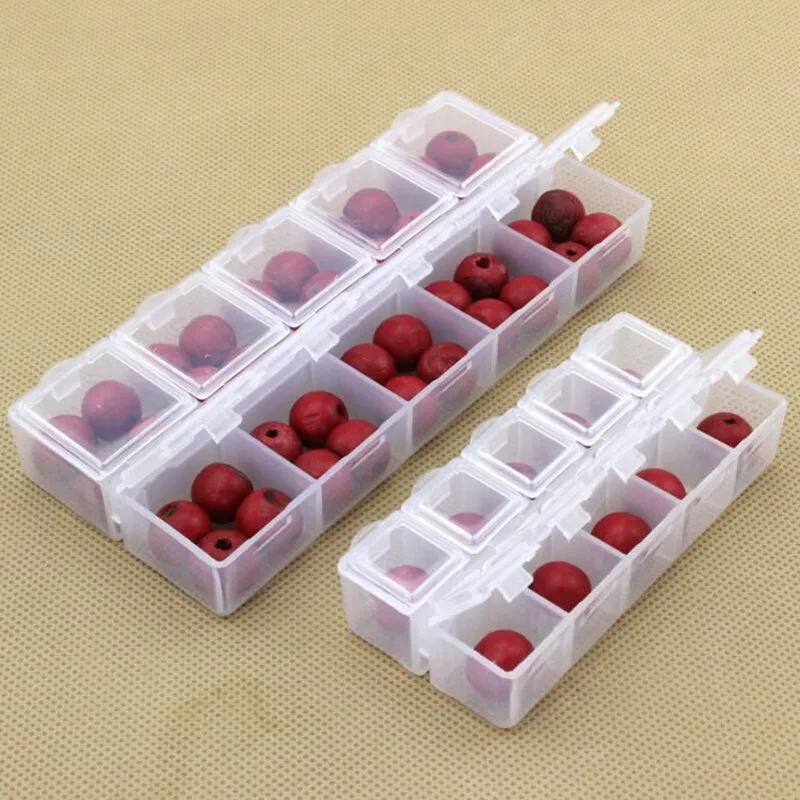 Портативная коробка для хранения ювелирных изделий 10 ячеек прозрачный зеленый