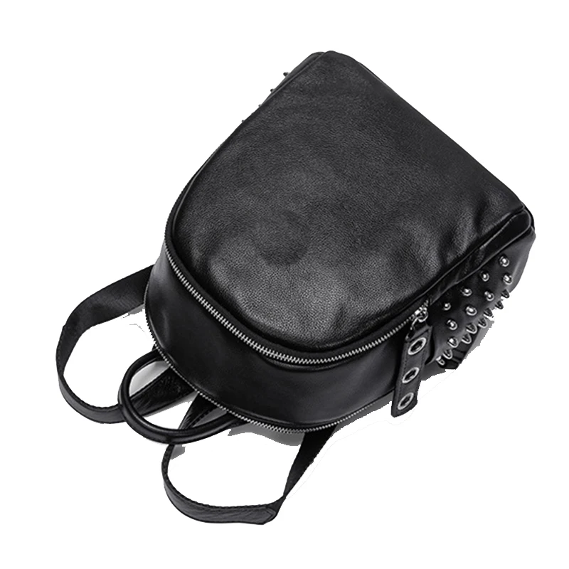 Женский рюкзак из натуральной кожи с заклепками в стиле ретро|college bags|rivet backpackbackpack