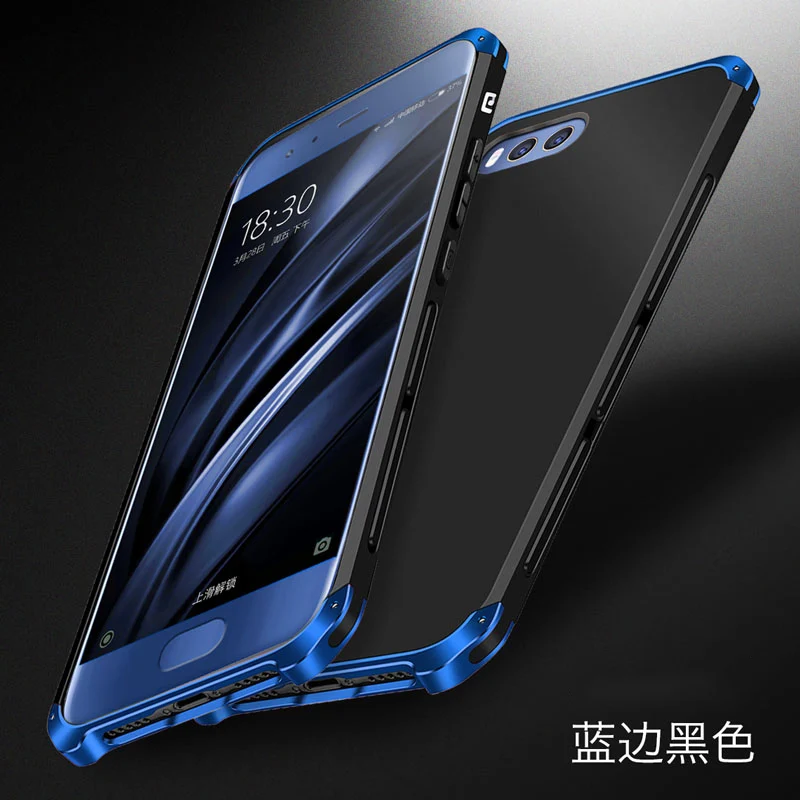 Для Xiaomi Mi 6 Чехол с металлической рамкой 3 в 1 Гибридный ПК Жесткий Чехол для Xiaomi Mi 6 алюминиевый сплав Мобильный бампер чехол - Цвет: black Blue