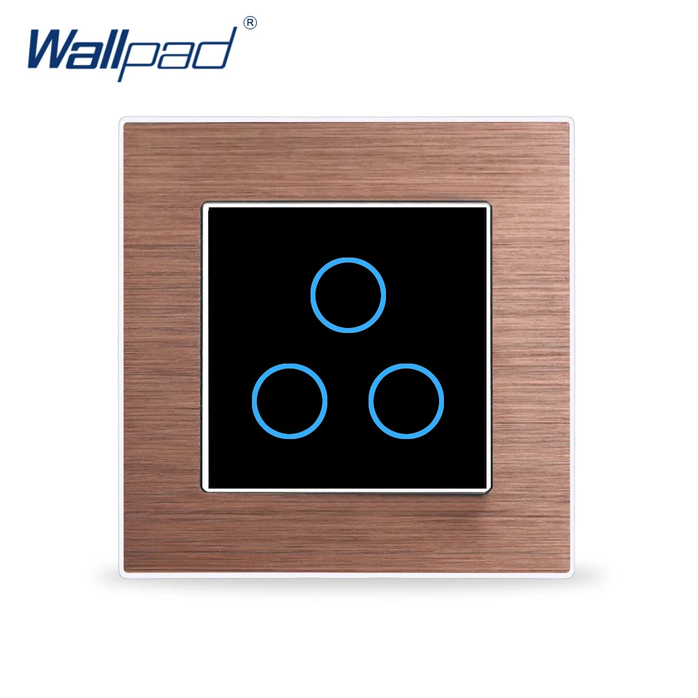 Трехканальный однокнопочный сенсорный выключатель для света Wallpad Luxury Wall Aluminium Satin Metal Panel 110V 220V Module On.