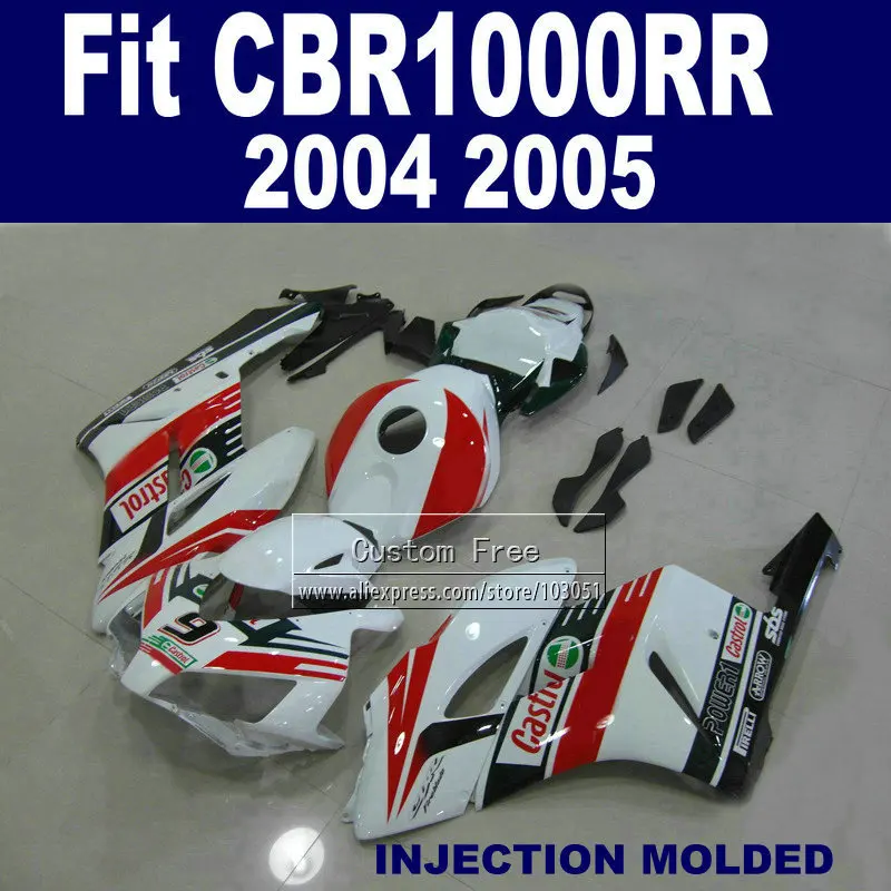 Пользовательские дорожные Обтекатели для Honda CBR1000RR 2004 2005 CBR 1000 RR 04 05 1000RR белый