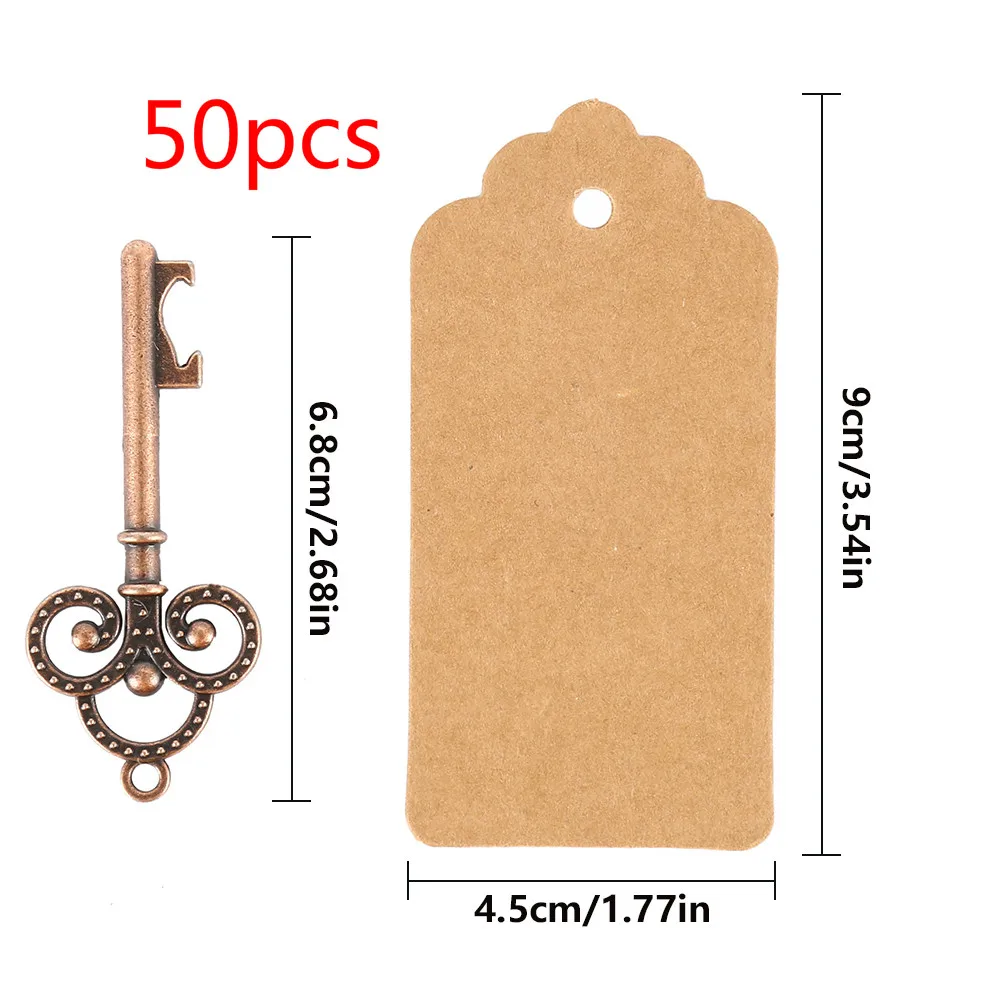 6.8cm x 50pcs 50 шт. Свадебные сувениры Открывалка Для Бутылок Бирки винтажные персонализированные ключ для гостей жениха невесты Подарочные украшения для вечеринки - Цвет: 6.8cm x 50pcs