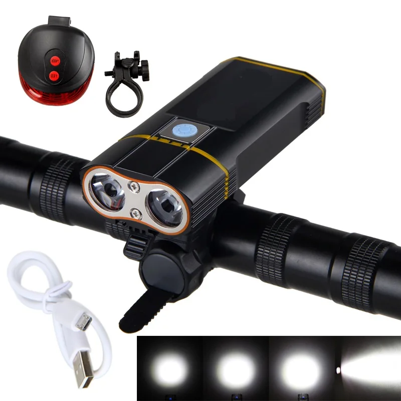 USB Перезаряжаемые передняя фара для велосипеда вспышка светильник 8000LM головной