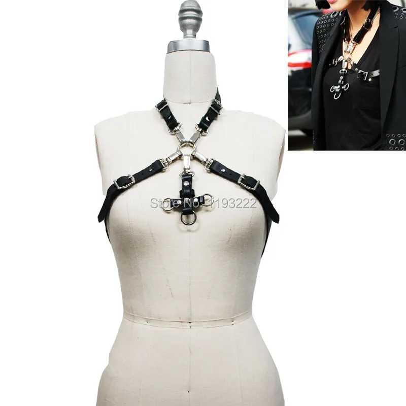 Кожаный ремень унисекс Мужская/Женская/Мужская упряжка в стиле Харадзюку