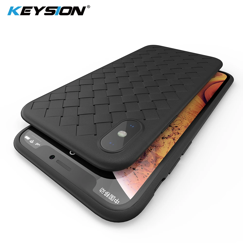 KEYSION Super Soft Phone Case For iPhone XR X Luxury Grid Weaving Cases XS Max Radiating Cover Silicone |