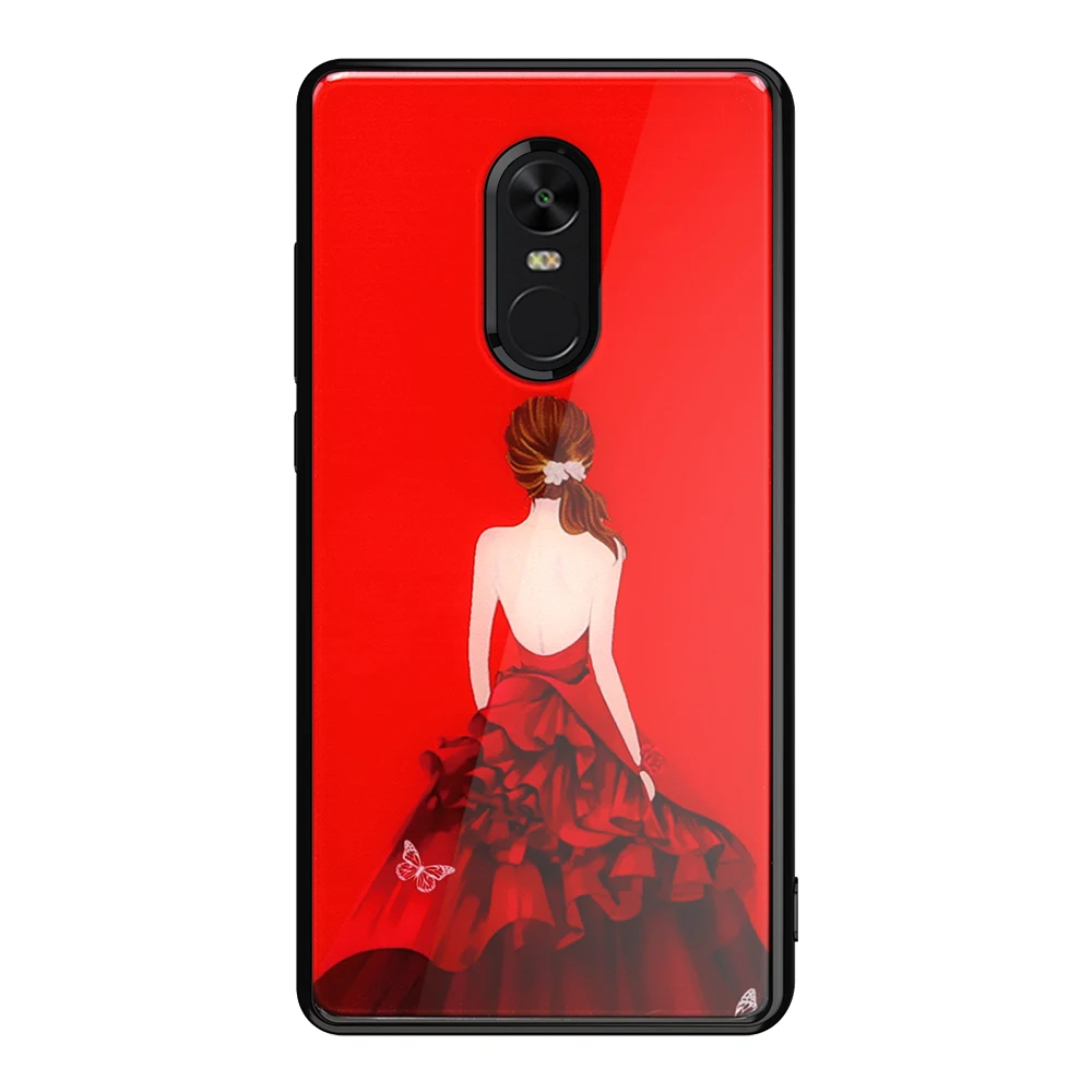 Искусственные стеклянные чехлы для Xiaomi Redmi Note 4 Hybrid Hard cartoon Окрашенные Акриловые