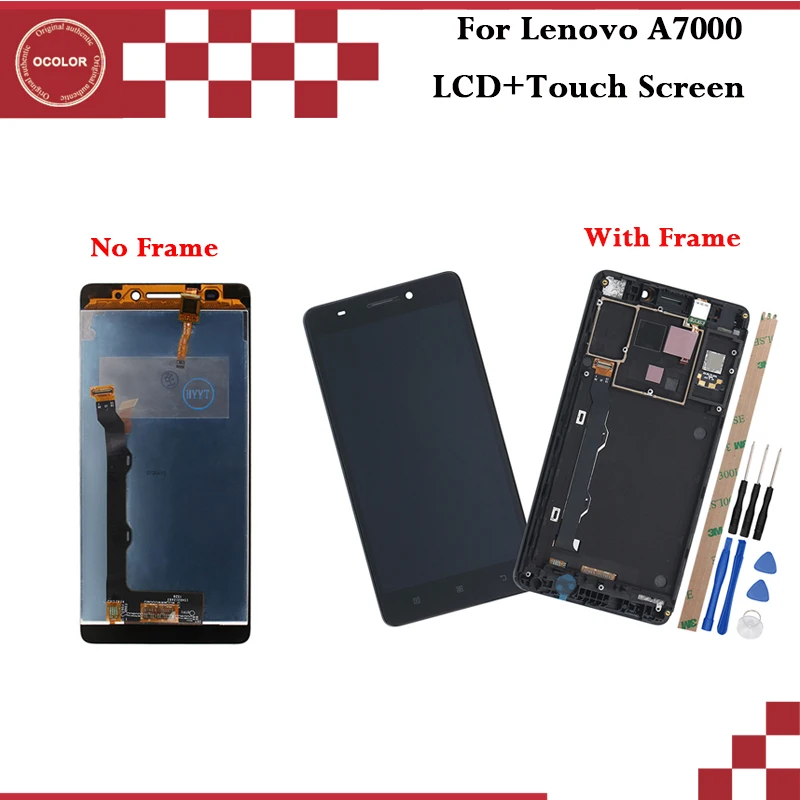Ocolor для Lenovo A7000 ЖК-дисплей + сенсорный экран с рамкой новый дигитайзер стеклянная