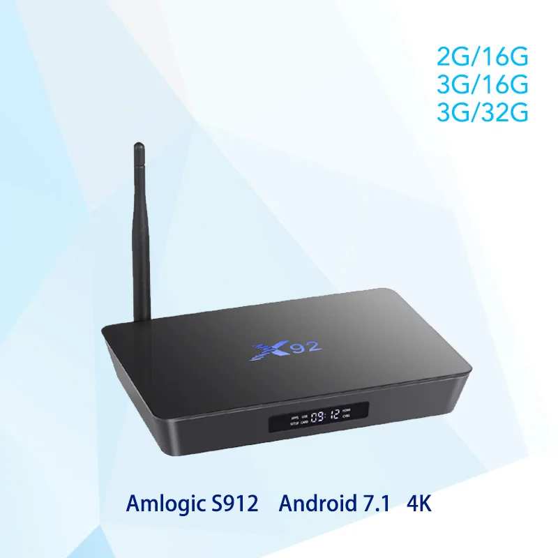 X92 Android 7. 1 Smart ТВ коробке 2 ГБ/3 ГБ DDR3L 16/32 eMMC Amlogic S912 Восьмиядерный CPU 5 г Wi Fi 4 К H.265 Bluetooth - Фото №1