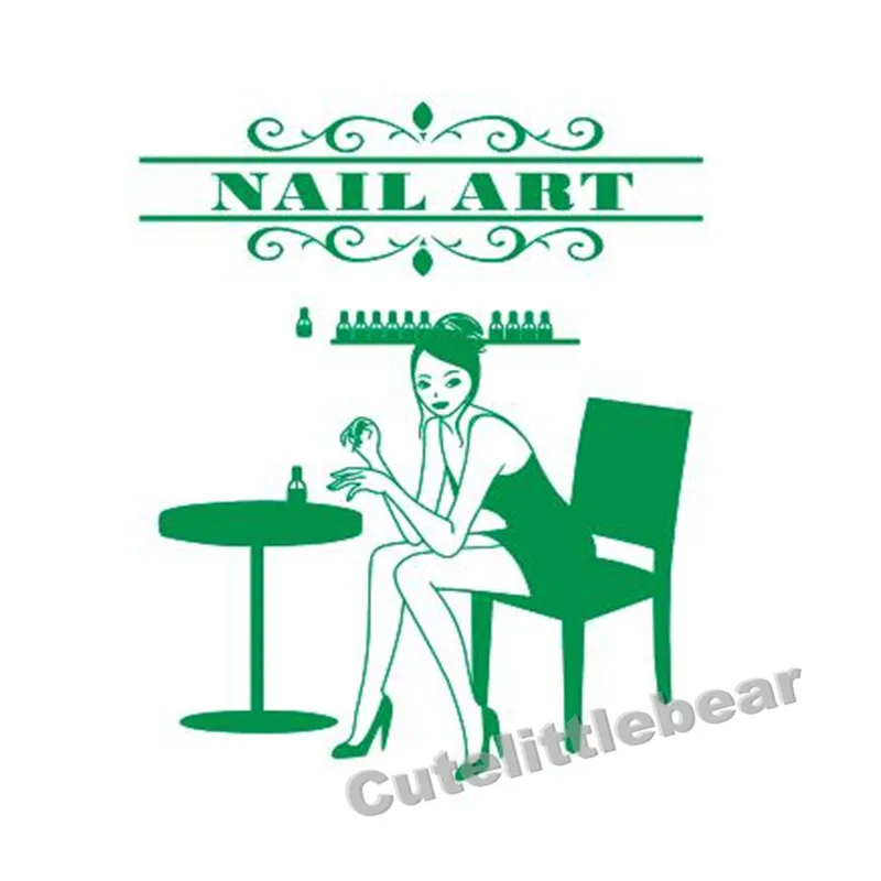 Маникюрный салон Уолл Стикеры Nail Bar гриль Красота салон стены Книги по искусству Стикеры знак индивидуальное Маникюр витрину Стекло Декор