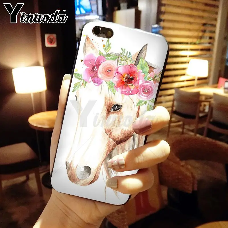 Yinuoda Лошадь Животное ТПУ мягкий силиконовый черный чехол для телефона iphone X XS MAX 8
