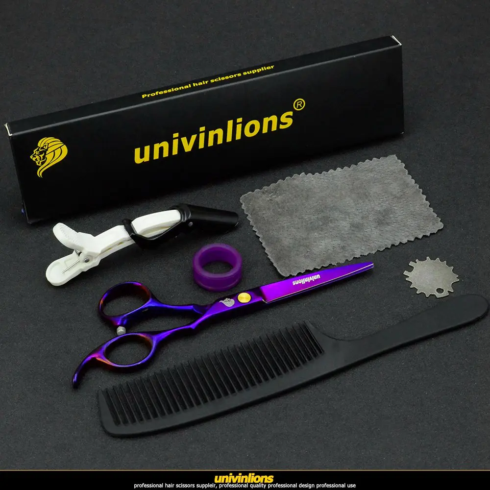 purple cut Univinlions " Профессиональный салон ножницы парикмахерские ножницы для стрижки волос филировочные ножницы Парикмахерская Стрижка tijeras ciseaux - Цвет: purple cut