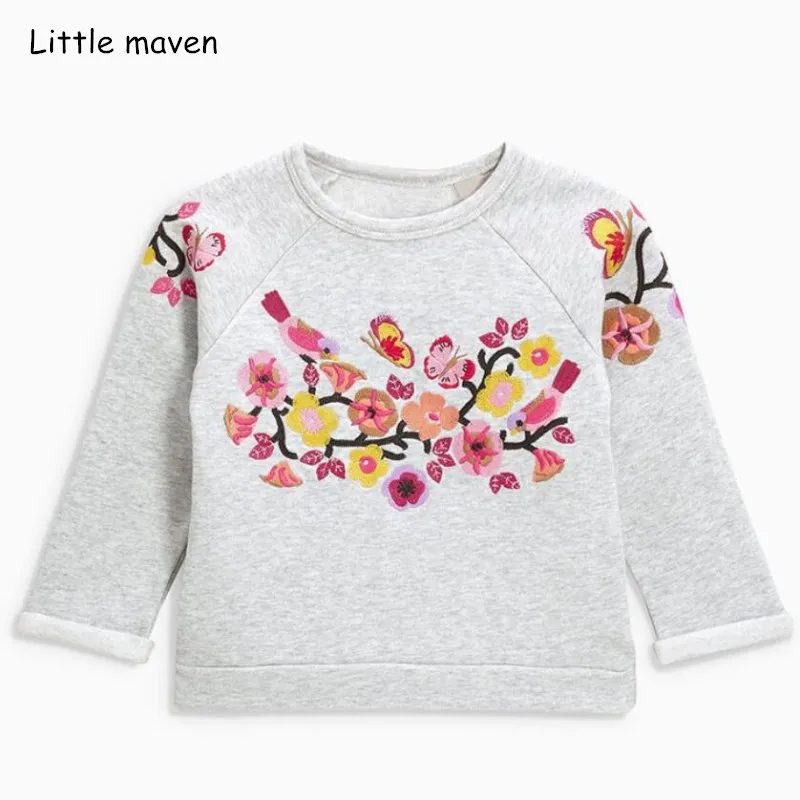 Детская Хлопковая футболка с длинным рукавом и цветочным принтом C0113|Тройники| |