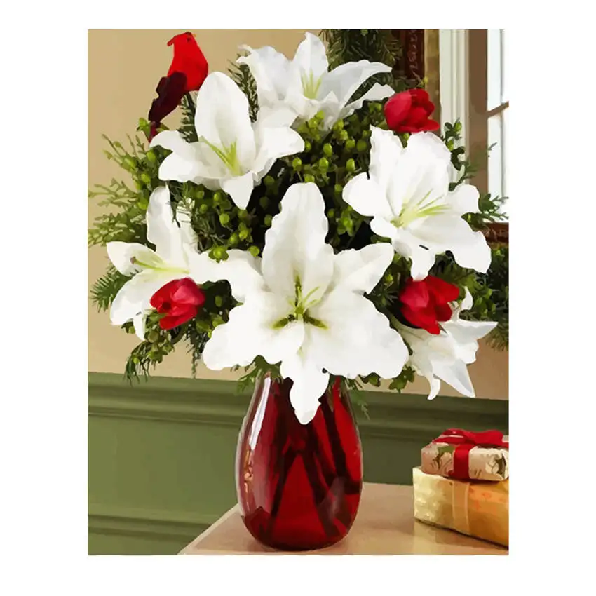 flower Painting 6 WEEN Snow Tiger DIY масляная краска по номерам настенное изображение на холсте раскраска краска по номерам кисть для рисования животных ручная краска ed Craft - Цвет: flower Painting 6