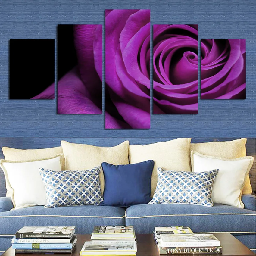 fashion Hot Sell Purple roses Flower Simple Cute Paintings For Living Room Such Beauty Picture Canvas Printed Unframed | Дом и сад