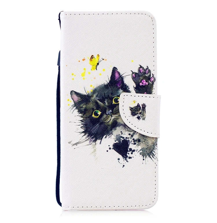 Чехол-книжка с откидной крышкой для huawei P Smart, милый кожаный бумажник с кошкой, чехол для телефона huawei P Smart, чехол Etui Capinha Hawei