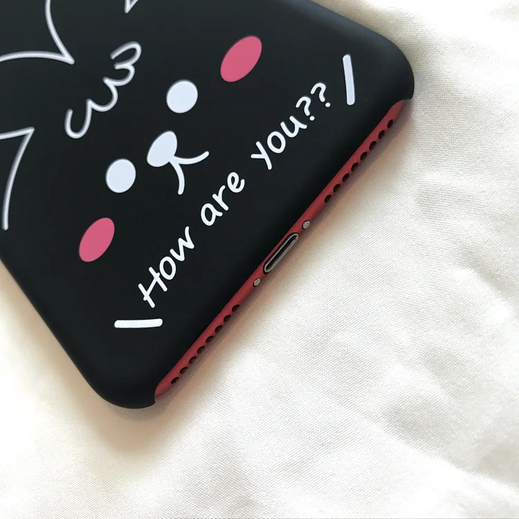 Милый кролик медведь черный чехол для iPhone X XR XS Max 6 S 7 8 Plus половина пакет Жесткий ПК